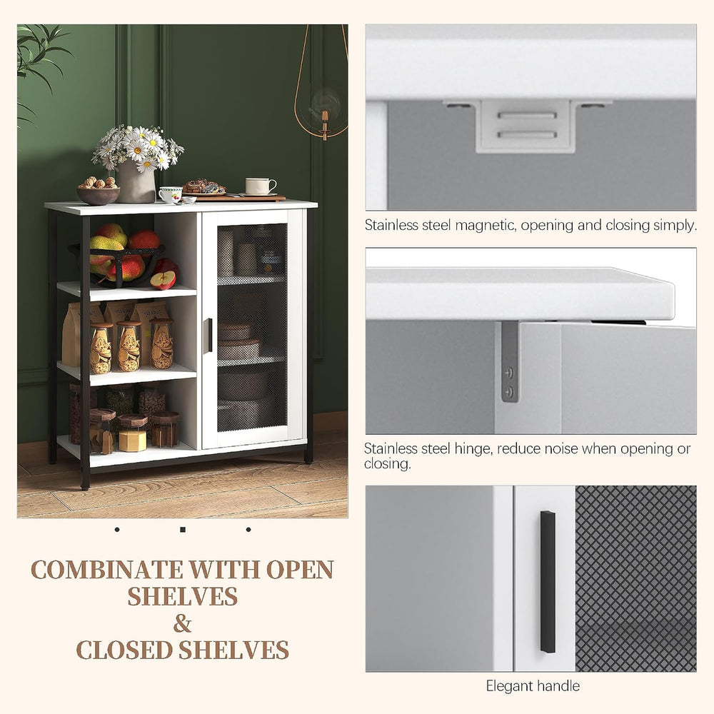LVSOMT Coffee Bar Cabinet with Adjustable Shelves and Door, Rustic White | 27...