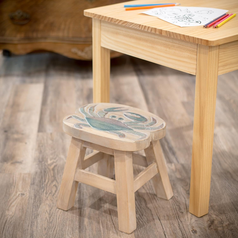 Sea Island Imports Blue Crab Design Hand Carved Acacia Hardwood Decorative Sh...