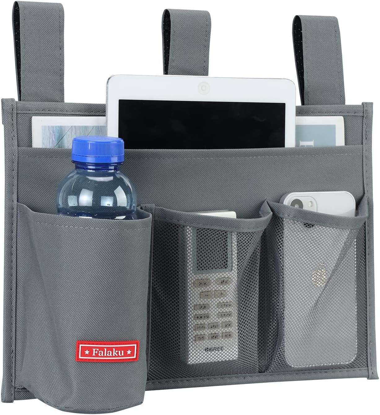 Hanging Bedside Caddy,Bedside Organizer Caddy for Bed Rails(Classic 4 Pockets-Grey)