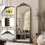 G-LEAF Vintage Baroque Full Length Floor Mirror 22"X65", Victorian Antique Mirror with Black Brush Gold Ornate Metal Frame for Fireplace Entryway Living Room Hallway Bathroom