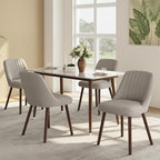 Upholstered Dining Chairs Set of 4, Modern Fabric Kitchen Chairs with Back, Wood Legs for Kitchen Dining Room Restaurant, Taupe