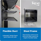 ICC 2U Finger Duct Cable Manager Panel with Cover, Plastic with Metal Back Frame, 3" Depth, Horizontal Cable Management, Rackmount for 19” Network Racks, Black, 6-Pack