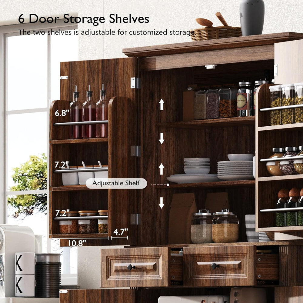 Ball & Cast 71" Farmhouse Kitchen Pantry Cabinet with 3 Pull-Out Org...