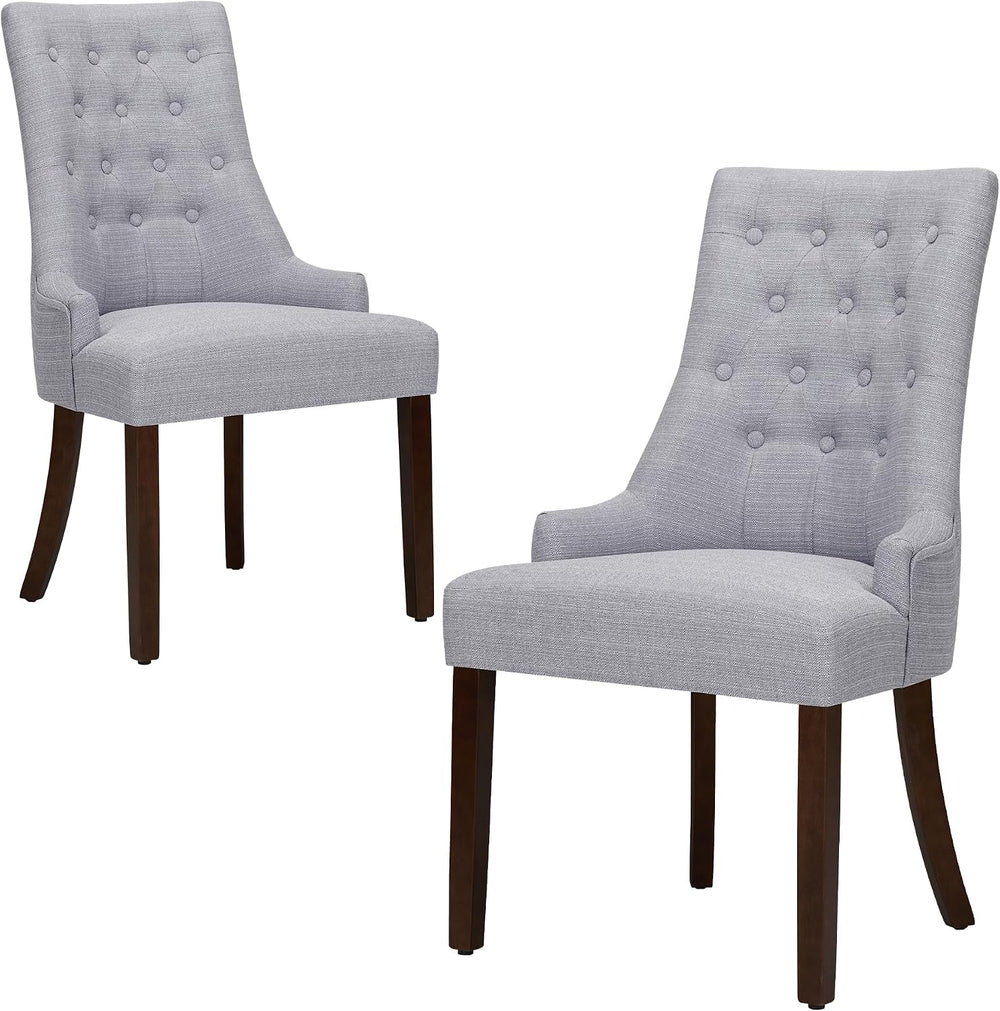 COLAMY Wingback Upholstered Dining Chairs Set of 2, Fabric Side Dining Room C...