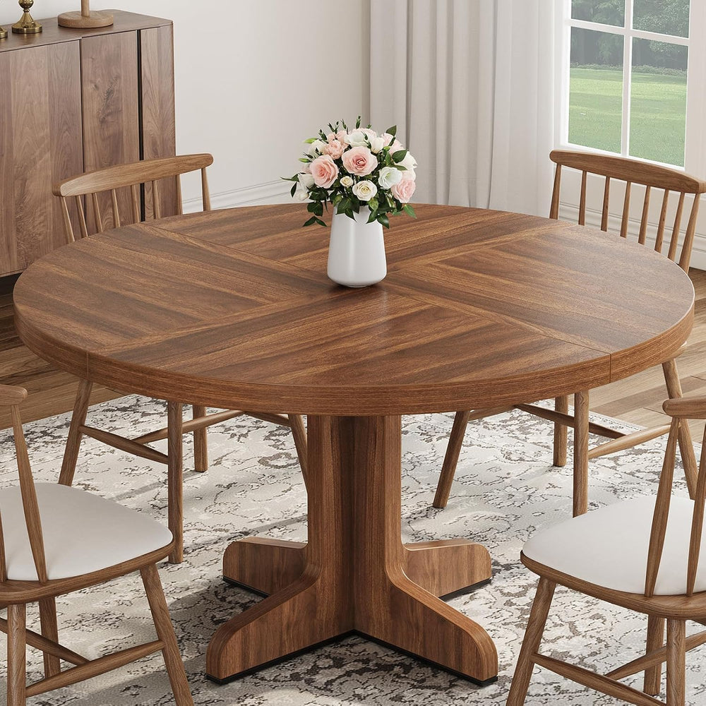 IDEALHOUSE Round Dining Table for 4, 47 Inches Dining Room Table with Wooden ...