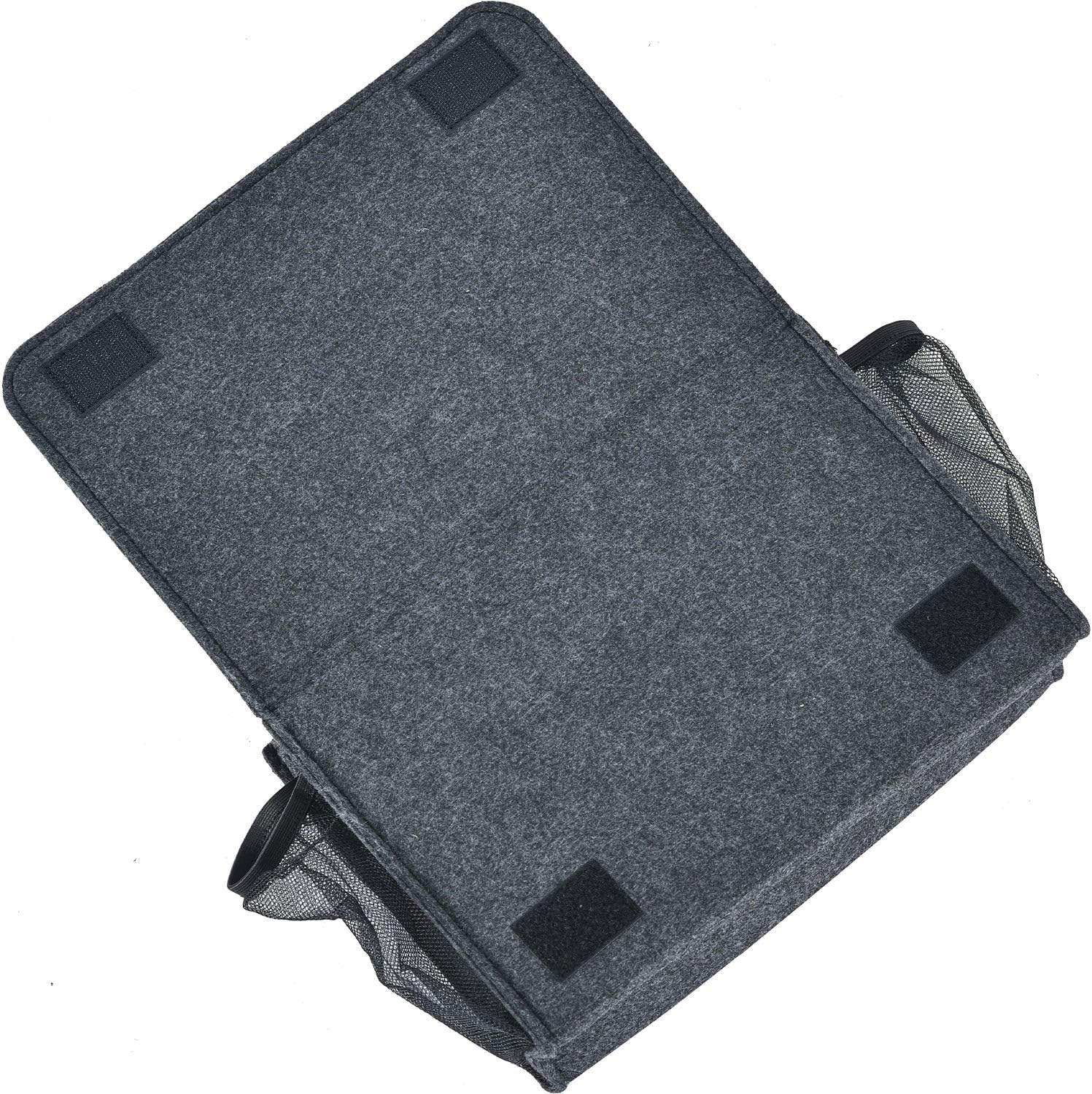 Bedside Caddy, Large Size Storage Organizer with 8 Pockets - Holds Magazines, Remotes, Phone (13.4'' x 18.1'', Dark Grey)