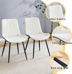 Dining Chairs Set of 4, Dining Room Chair, Leather Dining Chairs, Kitchen Chairs with Upholstered Pu Leather White Chairs with Grey Chair Back