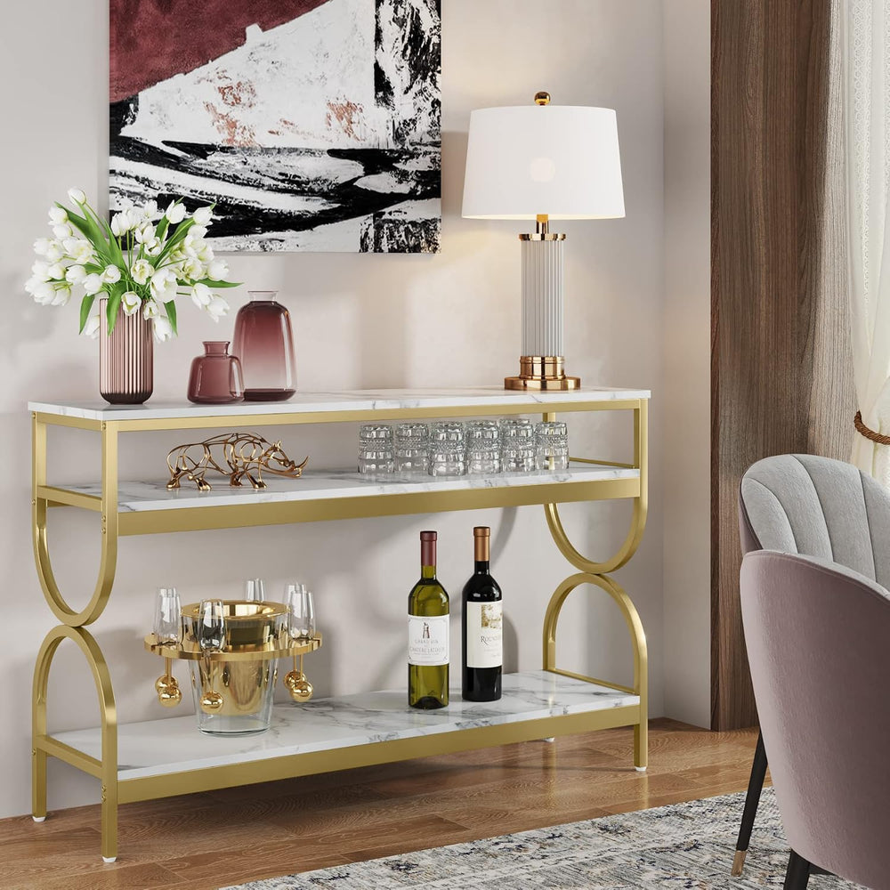 Tribesigns 3-Tier Console Table, 55 inch Sofa Table with Open Storage Shelves...