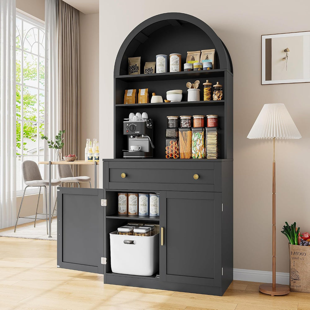71" Tall Arched Kitchen Pantry Cabinet, Modern Kitchen Storage Cabinets ...