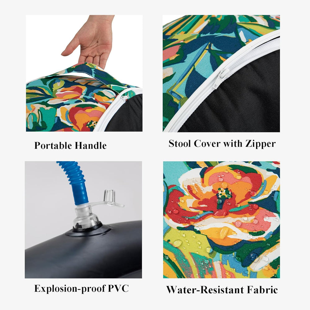 FUNHOME Inflatable Stool Ottoman Footrest with Handle, All Weather Footrest S...
