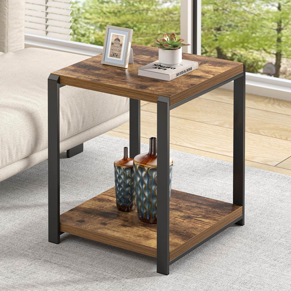 EXCEFUR End Table with Storage Shelf, Modern Side Table for Living Room, Wood...
