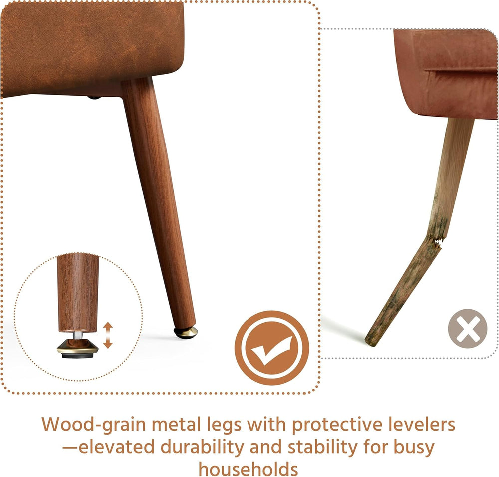 Yaheetech Accent Chair, Mid-Century Modern Armchair, Retro Brown | Faux Leath...