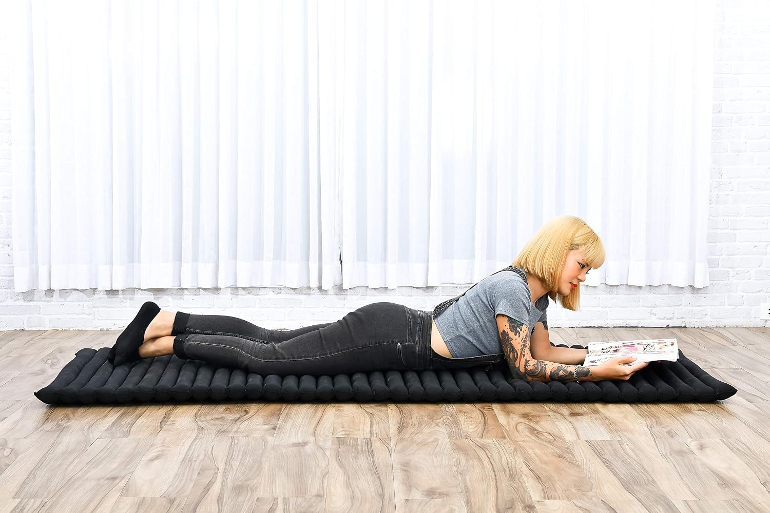 Leewadee Thai Roll Mat 75 x 28 inches Kapok Firm | Breathable folding mattress for sleeping, yoga, meditation & massage. For travel, camping, the car or as a guest bed