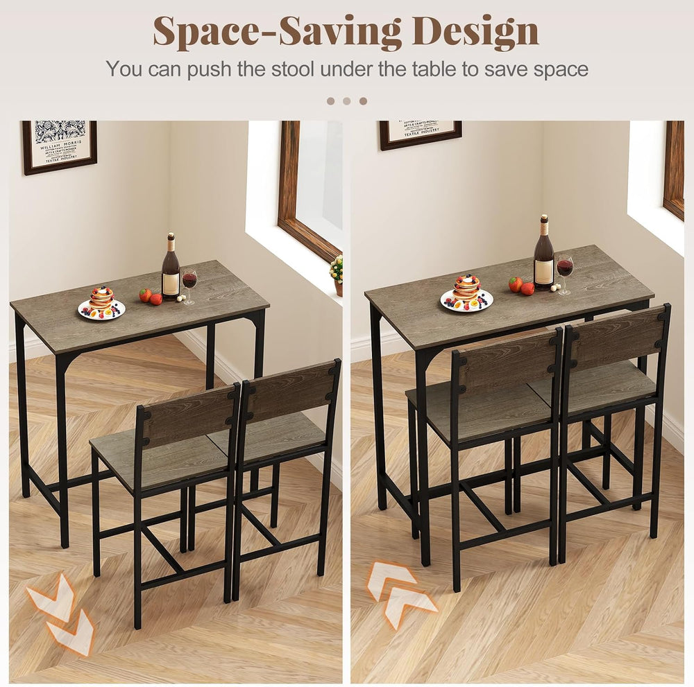 Tangkula 3 Piece Counter Height Bar Table Set, Pub Table and Chairs Set of 2,...