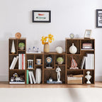 VECELO Small Bookshelf, 3 Cube Shelf, Fits Tallest Hardcovers, Horizontal Available, Short Bookcase for Small Spaces, Vintage Brown