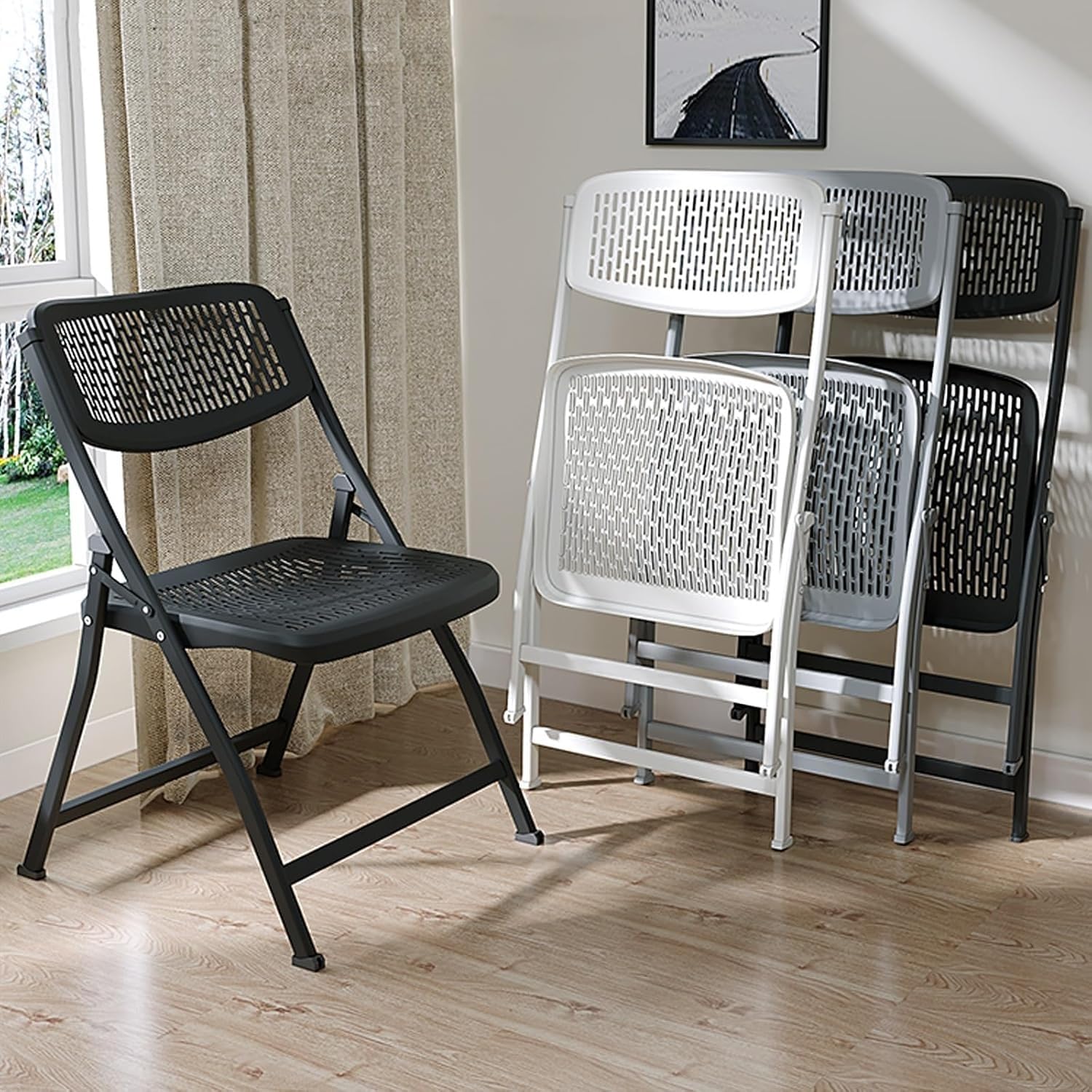 Plastic Folding Chair, Folding for Wedding Party Outdoor Indoor and Office, Portable Commercial(Green,1)