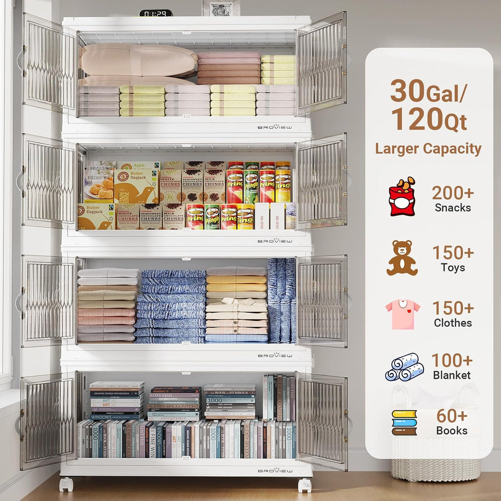 BROVIEW 90Gal Large Stackable Storage Bins with Lids, Plastic Closet Organize...