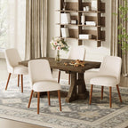 MALOL Dining Room Chair Set of 2, Upholstered Kitchen Chairs with Wood Legs, High-Back Padded Dining Chairs for Dining Room/Restaurant/Cafe, Beige