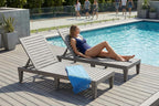 Outdoor Chaise Lounge Chairs Set of 6 for Poolside Patio Outside | Resin Weather-Resistant Sun Lounger with 5-Position Backrest, Tanning Chair for Pool Sunbathing Outside Deck Beach, Taupe