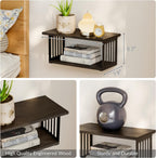 2-Tier Display Wall Shelves,16.8 Inch Floating Shelves Wall Mounted Set of 2,Floating Bookshelves Set of 2 for Living Room, Bathroom, Bedroom, Kitchen, Black