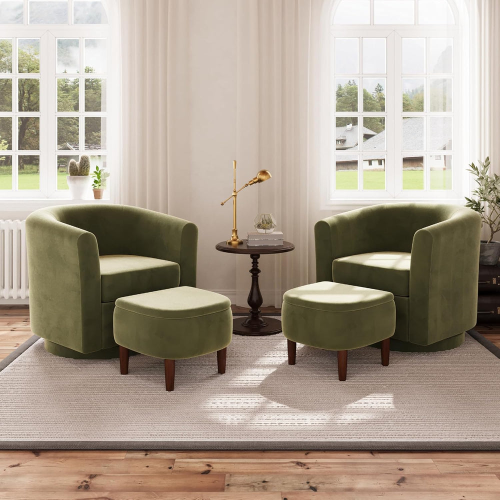 360° Swivel Accent Chair and Storage Ottoman Set of 2
