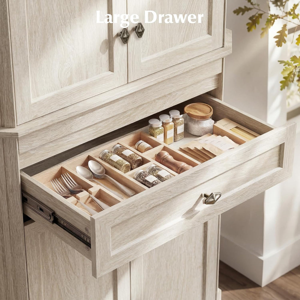 72.2" Tall Kitchen Pantry Cabinet with Doors, Farmhouse Storage Cabinet ...