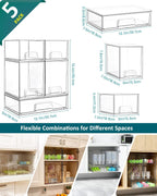 Baby Bottle Organizer for Countertop Food-grade Acrylic Storage for Cabinet | Set of 5 Clear Stackable Organizers with Drawers for Bottles, Plastic Baby Station Organization for Pacifiers, Pump Parts