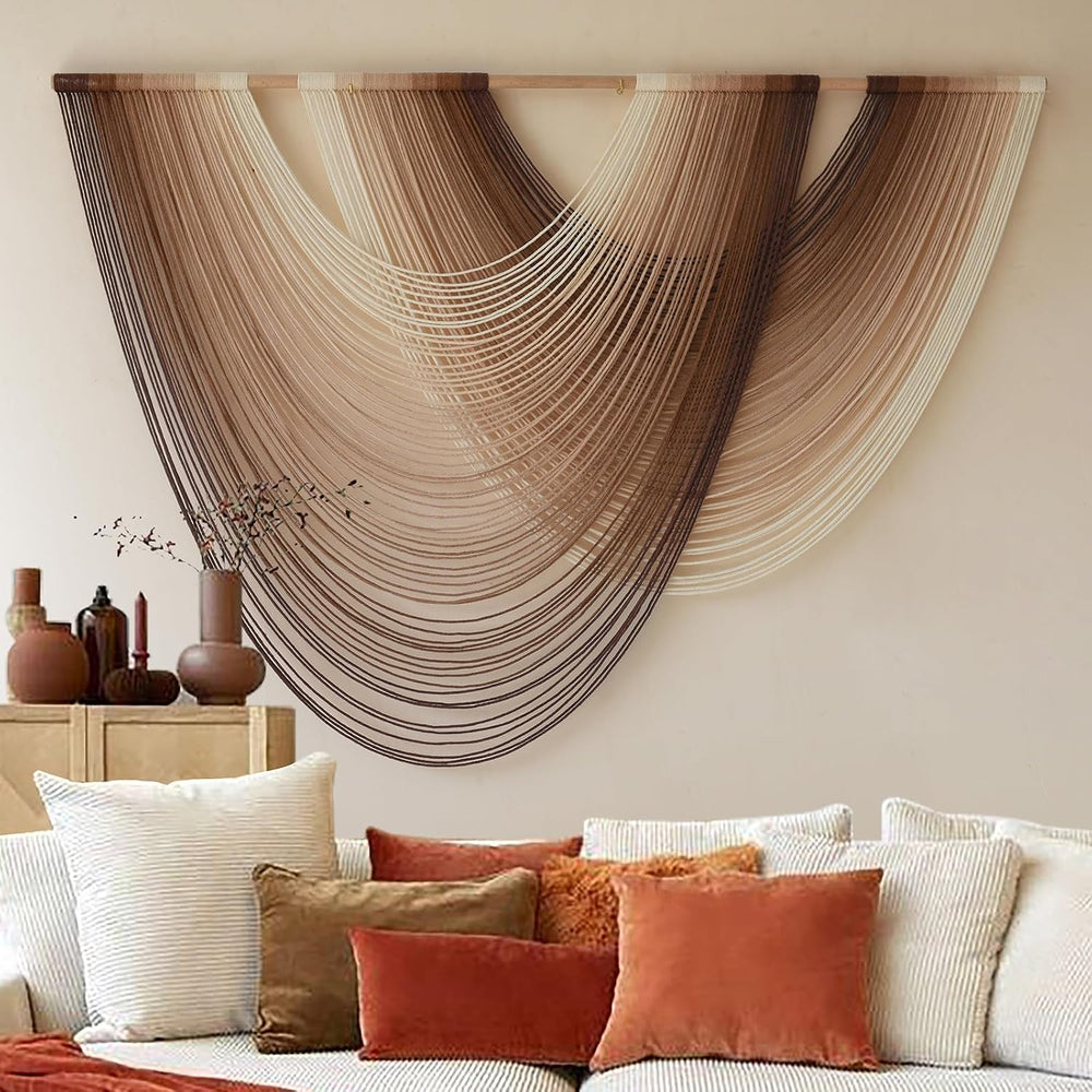 Macrame Wall Hanging Dip Dyed Large Boho Brown Fiber Wall Art 57"W*39&qu...