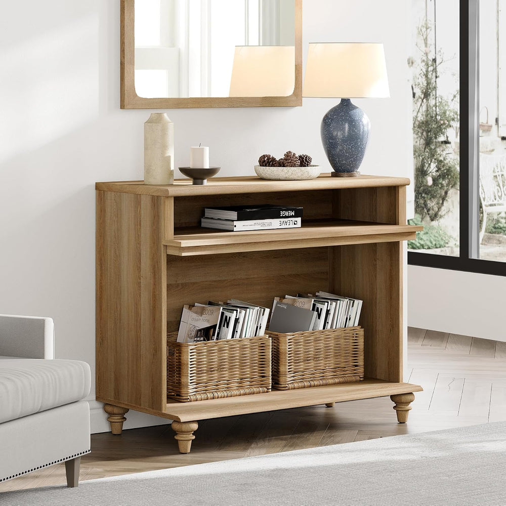 WAMPAT Tall Side Table, Large End Table with 2 Storages for Living Room, Farm...