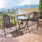 VINGLI PE Rattan Outdoor Dining Chairs Set of 2, Plastic Stackable Patio Chairs for Indoor, Porch, Restaurant, Garden, Brown