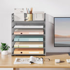 Subekyu 6-Tier Desk Paper Organizer, Desktop File Letter Tray with Handle, Document Sorter and Accessories Holder for Office, Home and School Workspace Organizers, Silver - 2 Pack