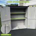 GUTINNEEN Outdoor Storage Shed with Metal Frame,Wooden Tool Cabinet with Adjustable Shelfs, House Garden Shed for Backyard Garden Patio Lawn
