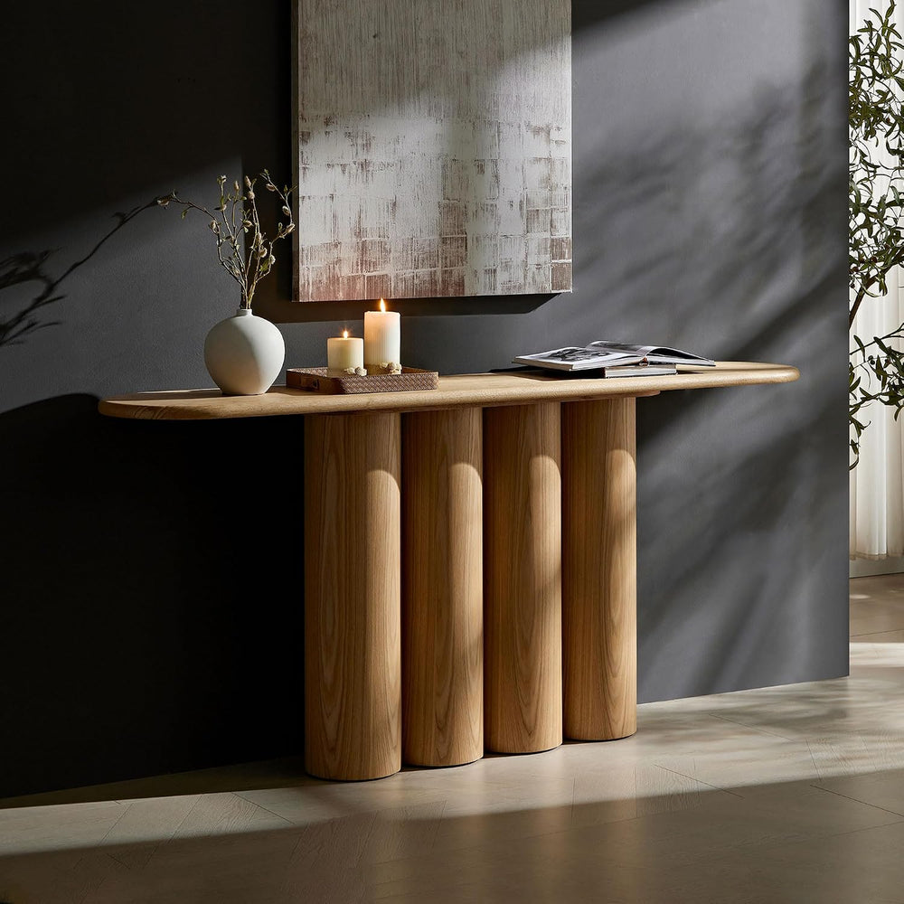 66.93" Modern Console Table for Entryway, Rustic Wood Sofa Table Farmhou...