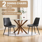 CLIPOP Dining Chairs Set of 2, Upholstered Kitchen Chairs with Comfortable Faux Leather Seat, Metal Legs, Modern Black Leather Dining Chairs, Easy Assembly