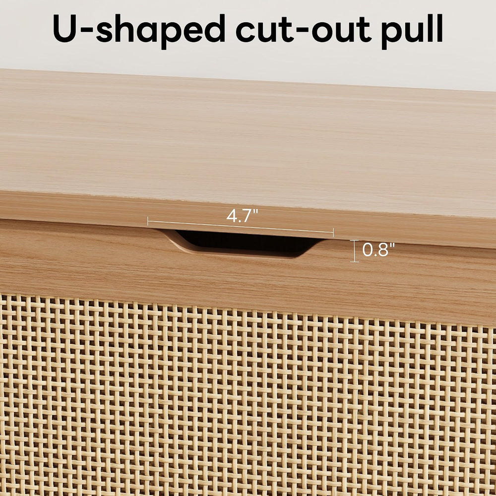 LIKIMIO 47.2" Rattan Storage Ottoman Bench Chest, Rustic Wood | Vintage ...