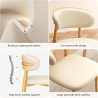 Kitchen Dining Chairs Set of 2 Modern Upholstered Leather Farmhouse Dining Room Chair with Metal Legs, Beige