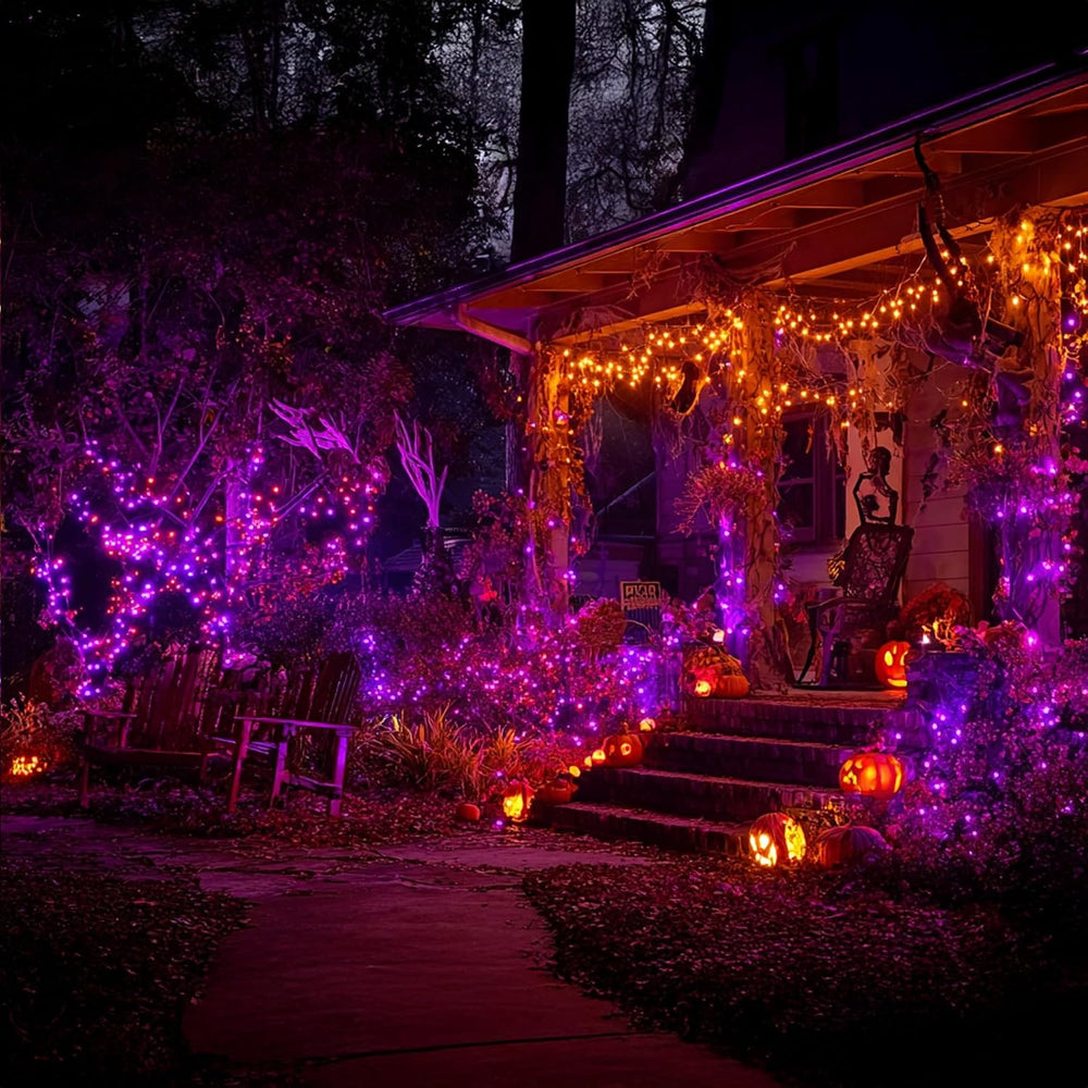 Dazzle Bright Halloween String Lights, 600 LED 196 FT Waterproof Black Wire S...