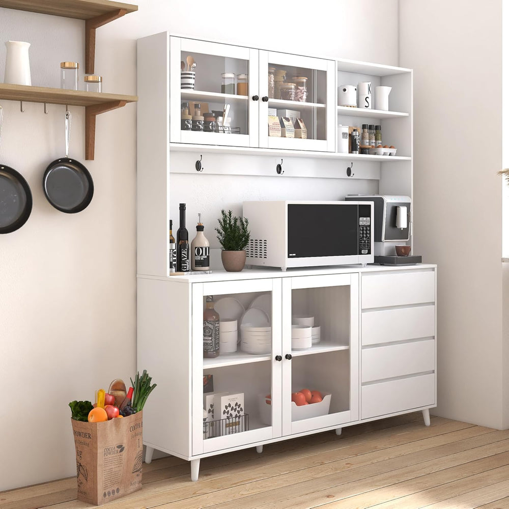 roomfitters 63" Large Kitchen Hutch Cabinet, Freestanding Pantry Cupboar...