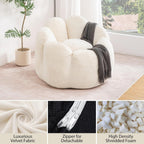 HOMMPA Bean Bag Chair for Adults Comfy Velvet Bean Bag Couch with Back Support Flower Shaped Oversized Sofa for Living Room,Bedroom,Dorm,Beige