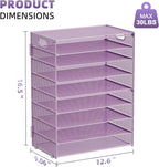 Marbrasse Paper Organizer Letter Tray, 9 Tier Mesh File Organizer with Handle, Paper Sorter Desk Organizer for Home Office Supplies - Purple