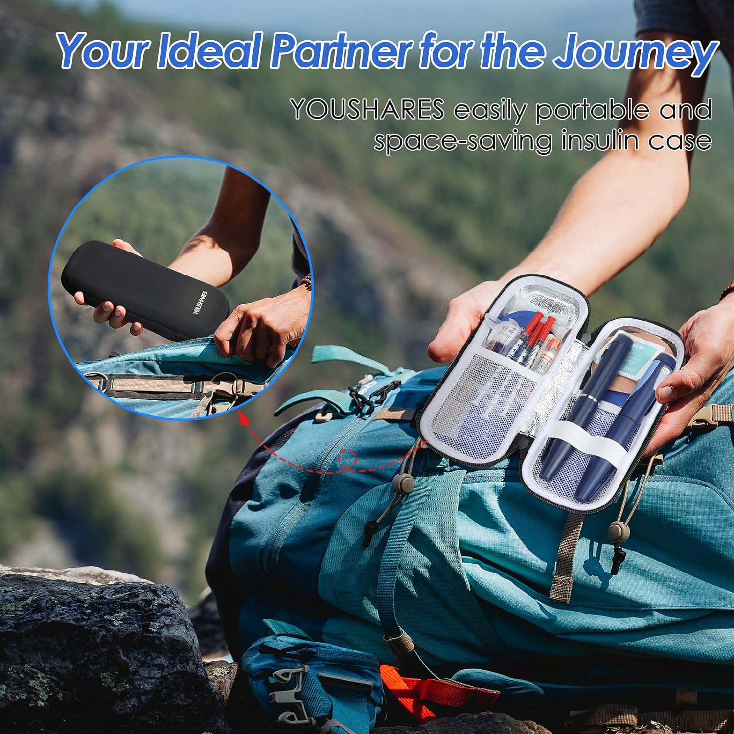 YOUSHARES Insulin Cooler Travel Case TSA Approved - Portable Medication Cooler for Travel and Daily Life, Diabetic Travel Case with 2 Ice Packs