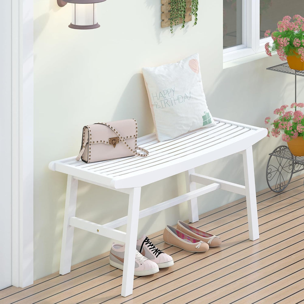 Bamboo Dining Bench Indoor Long Bench Sturdy & Comfortable Indoor Storage...
