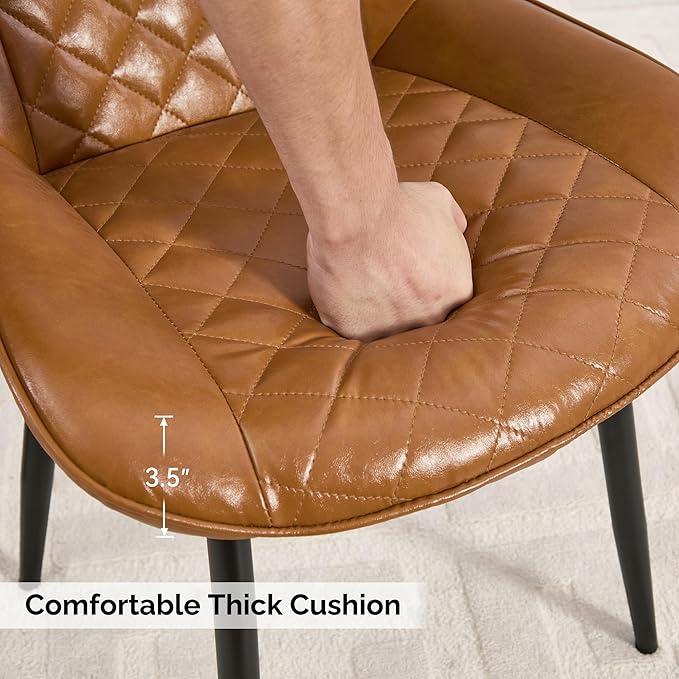 Dining Chair, Modern Dining Chairs with Thick Cushions, Faux Leather Upholste...