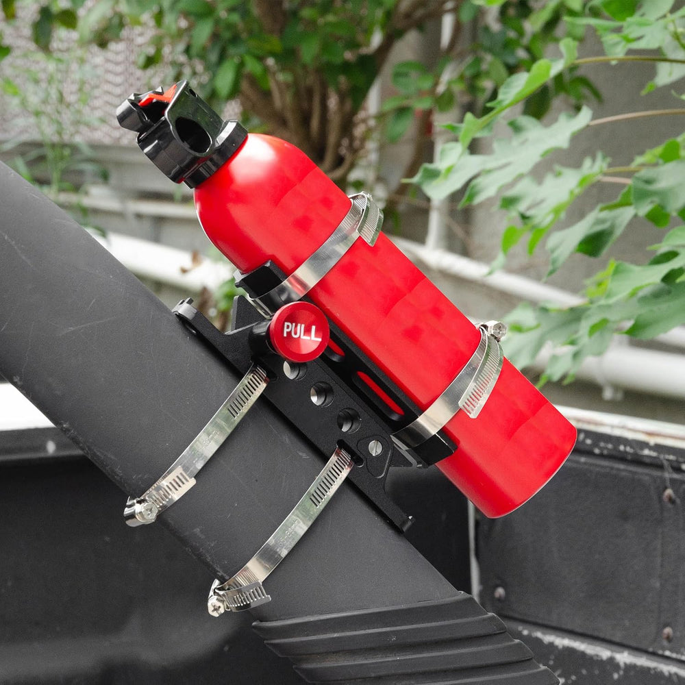Aluminum Fire Extinguisher Mount Bracket Kit Adjustable Quick Release Roll Ba...