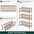 Smiry Shoe Rack, 6 Tier Thick Bamboo Shoe Organizer, Stackable Free Standing Wooden Shoe Storage Shelf for Closet, Entryway, Front Door Entrance, Walnut