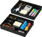 Simple Houseware Drawer Organizer Tray with 9 Adjustable Compartments, 2 Packs, Black