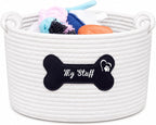 JUPPE Pet Dog Basket with Personalized Name, Dog Toys Storage Organizer Custom Cotton Rope Basket Nursery Decor (Pet Dog Basket)