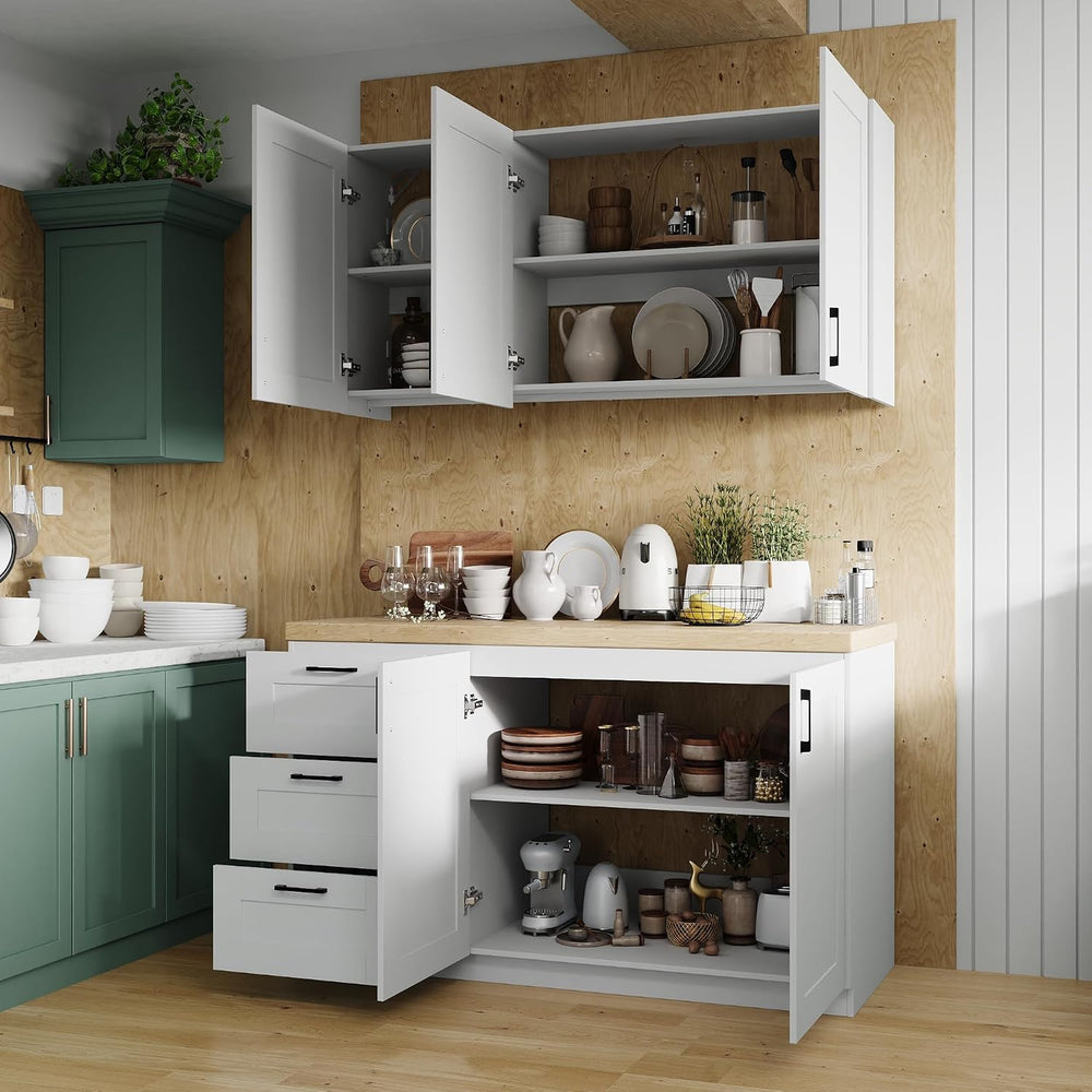Homsee 60" W Modular Kitchen Pantry with Wall Cabinet, DIY Kitchen Cabin...