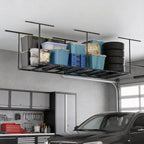 Overhead Garage Storage Rack, 3x8 FT Heavy-Duty & Height-Adjustable Design,600LB Rated for Home and Workshop Organization