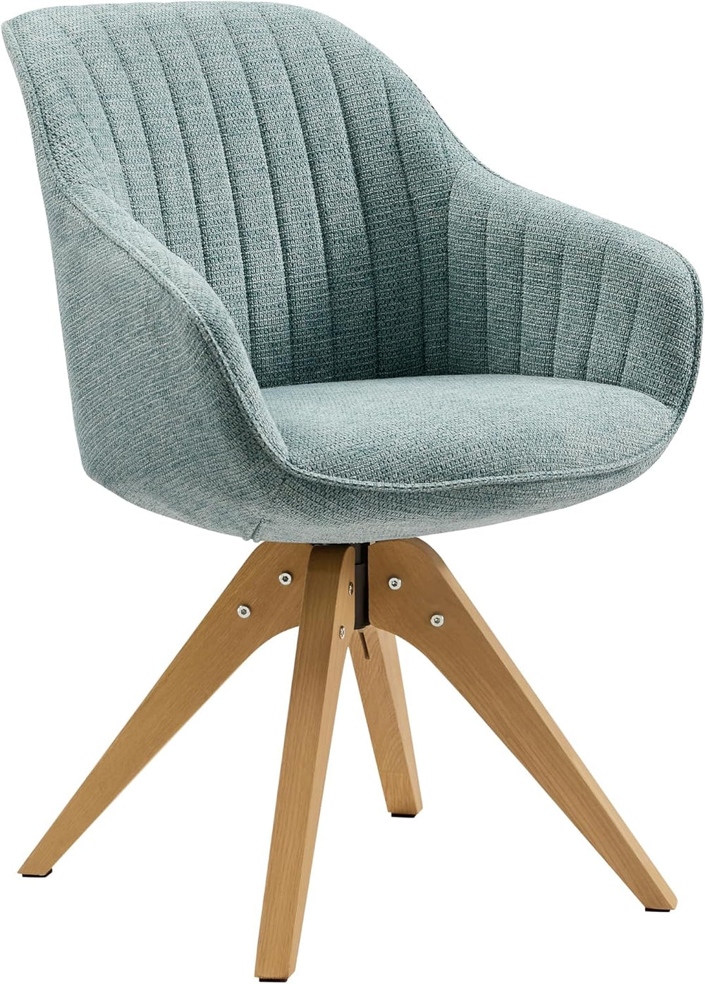 Art Leon Swivel Dining Chair, Fabric Upholstered Chair, Blue | No Wheels, Oka...